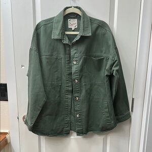 Stoosh Green Utility Jacket with Relaxed Fit and Shirt Collar